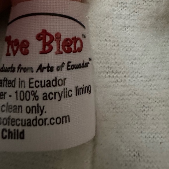 VIVE BIEN kids WOOL Sloth HAT Arts Of Equador Fleece Lined Girls Boys UNISEX - Picture 8 of 8